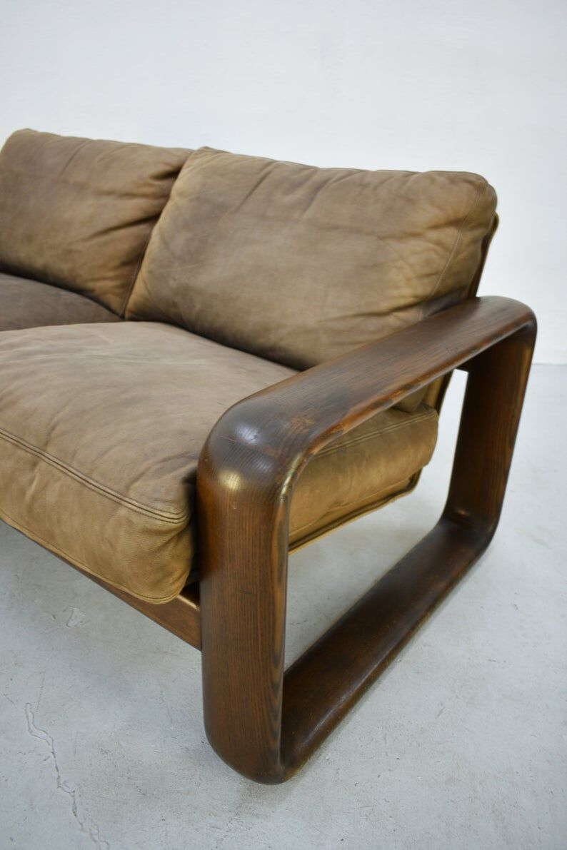 Pair of Rosenthal Studio Line Model Hombre Leather Sofa by Burkhart Vogtherr, Germany 1975