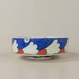 Hand painted ceramic ashtray vintage floral pattern blue decoration