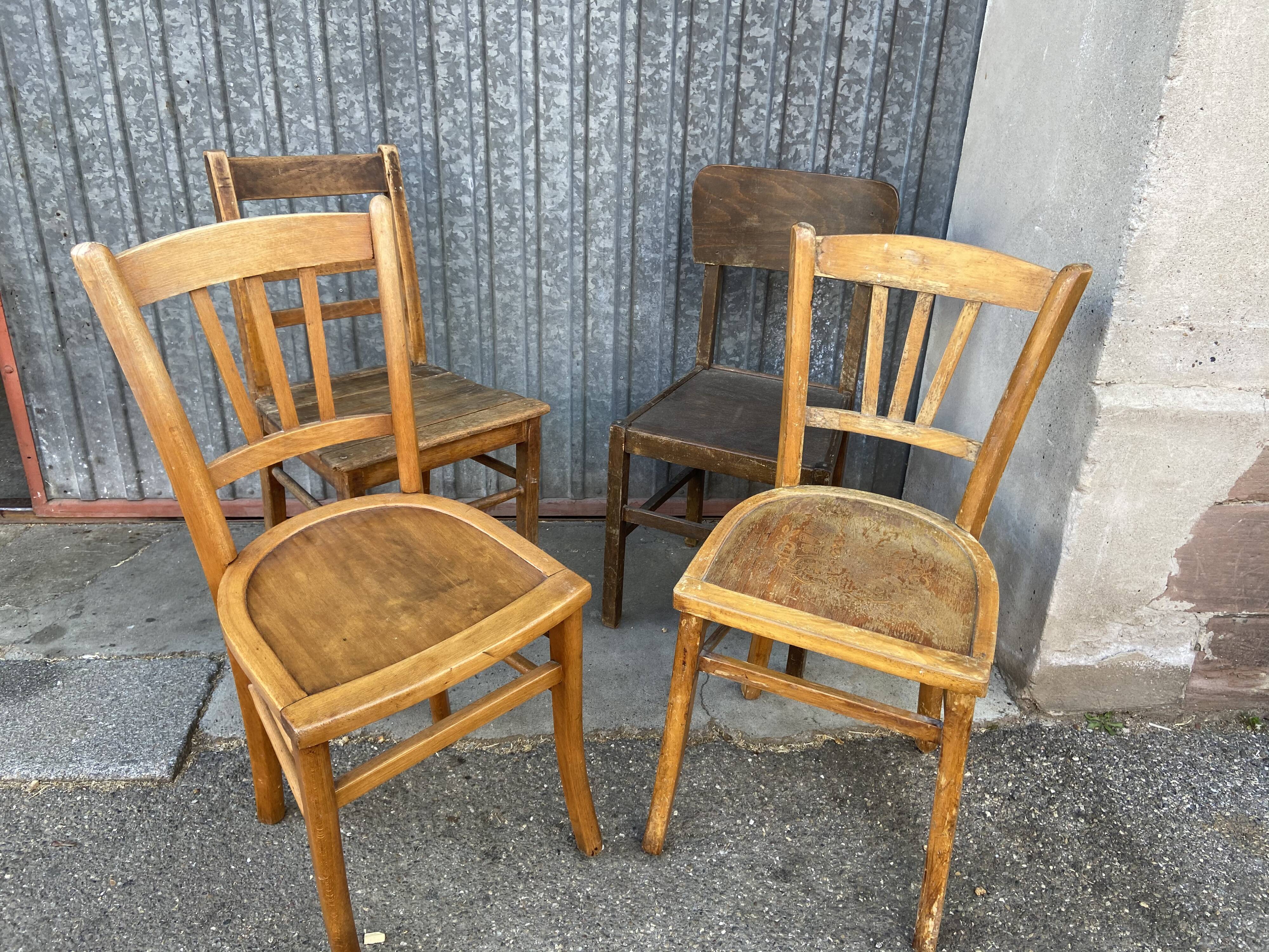 4 vintage mismatched coffee bistro chairs