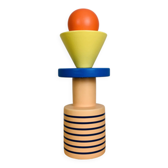 Memphis style totem ceramic sculpture