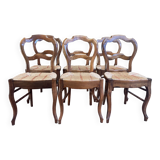 Suite of 6 Louis Philippe straw chairs