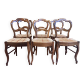 Suite of 6 Louis Philippe straw chairs