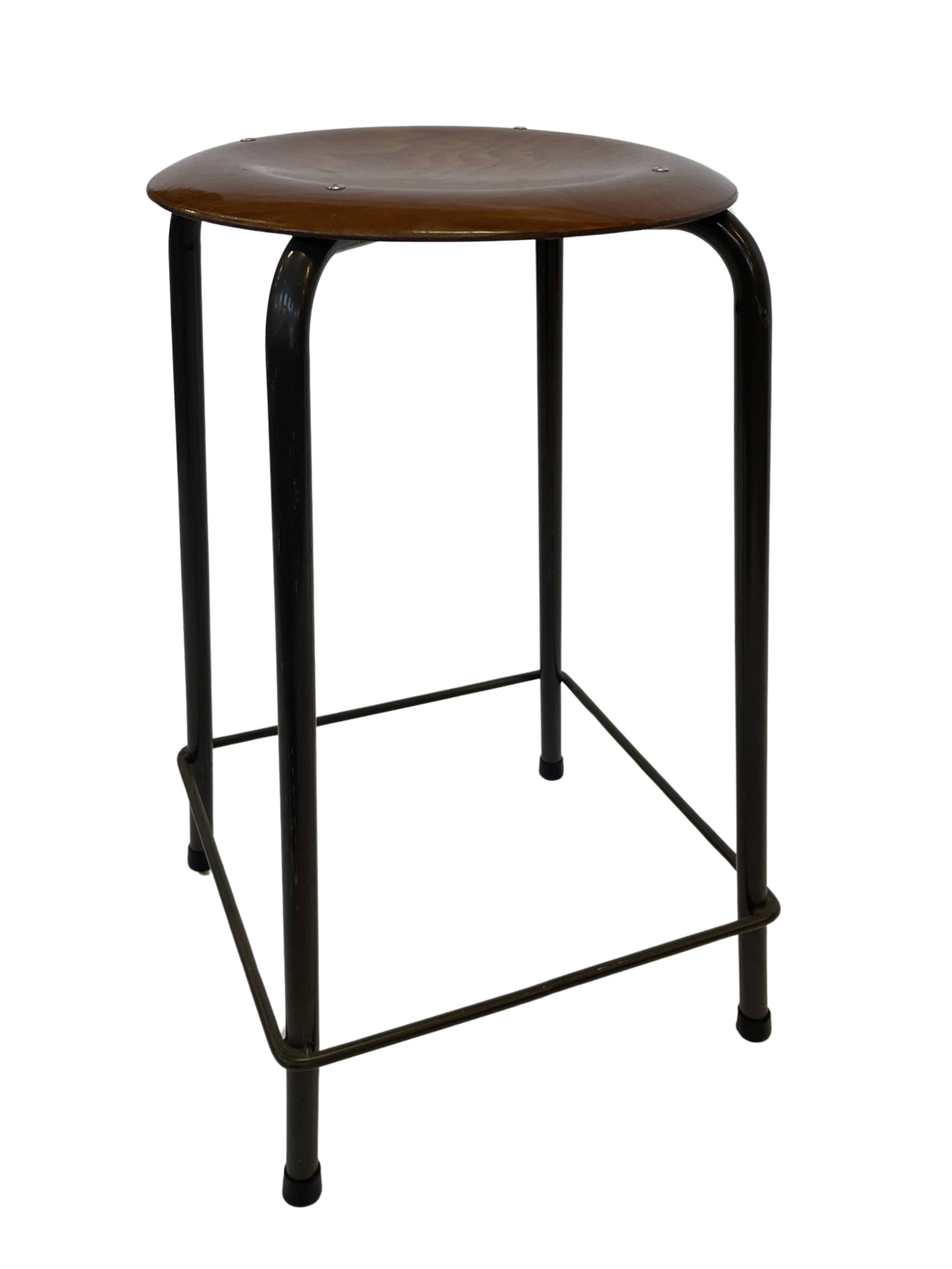Vintage school stool, 1970s industrial design, Dutch minimalist