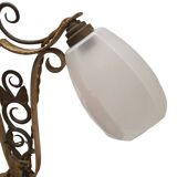 art deco table lamp marble base wrought iron frame hexagonal tulip imp belgium