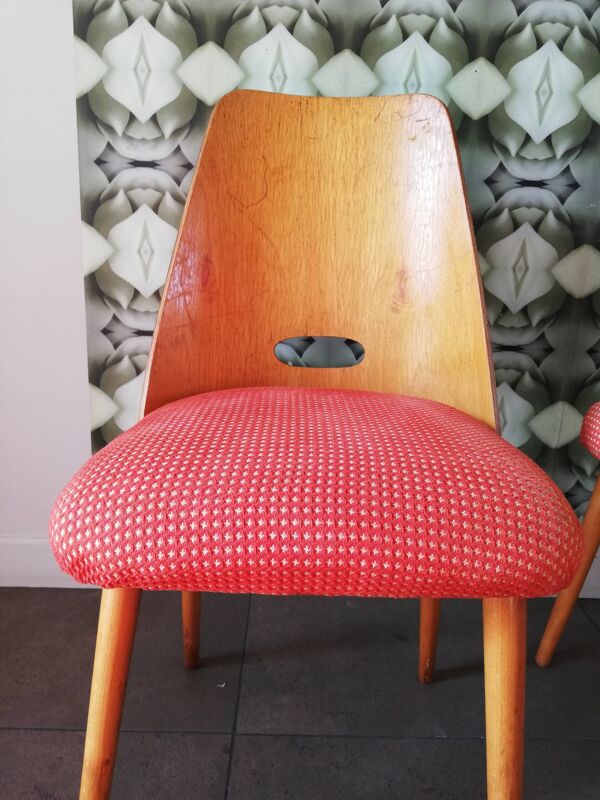 2 chaises vintage Antonin Suman, Art déco, Tchécoslovaquie 1960