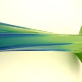 Vintage blown glass vase, twisted, blue and green, height: 39cm