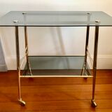 Smoked glass and gilded brass trolley