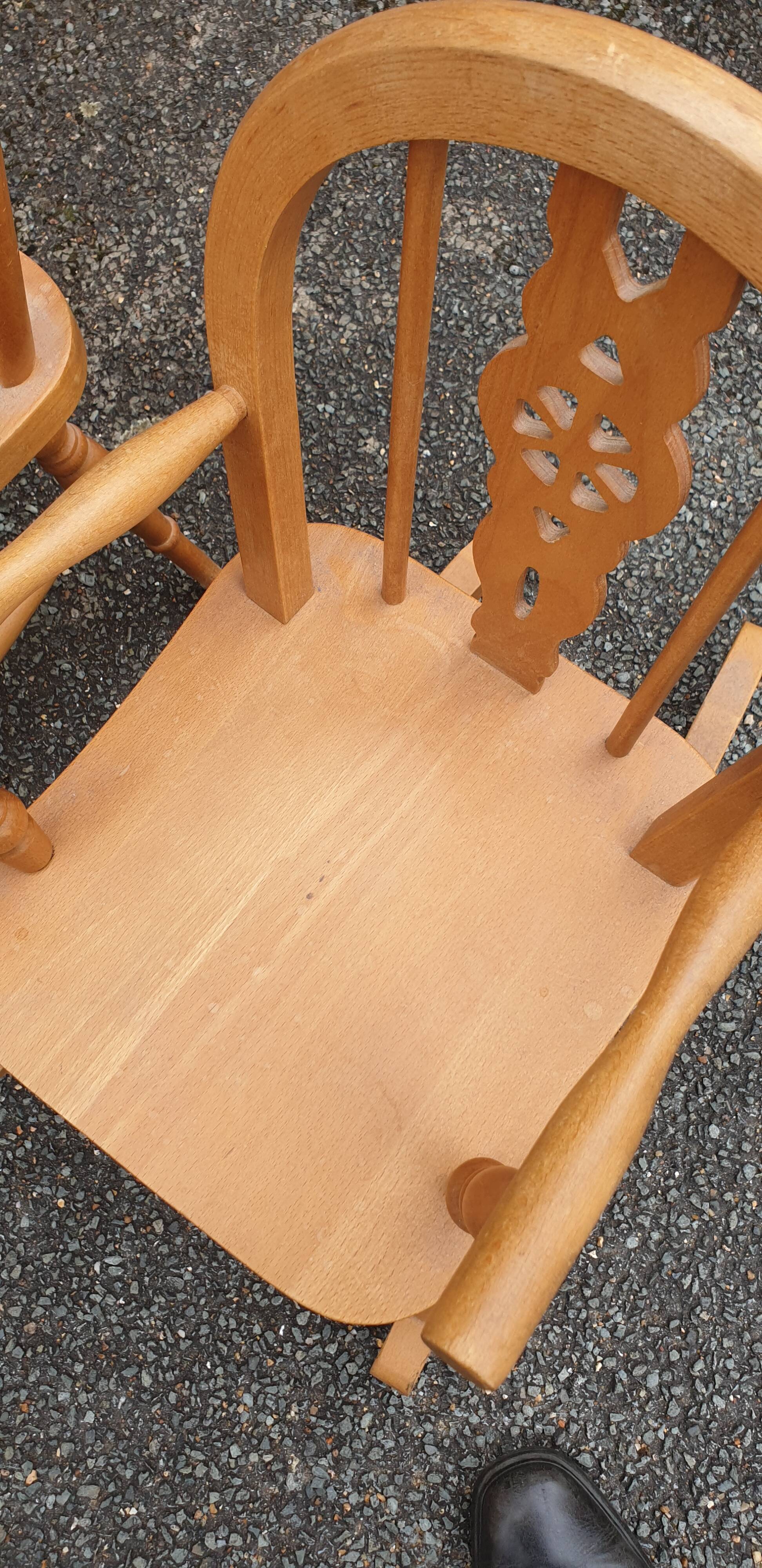 2 solid wood children's armchairs