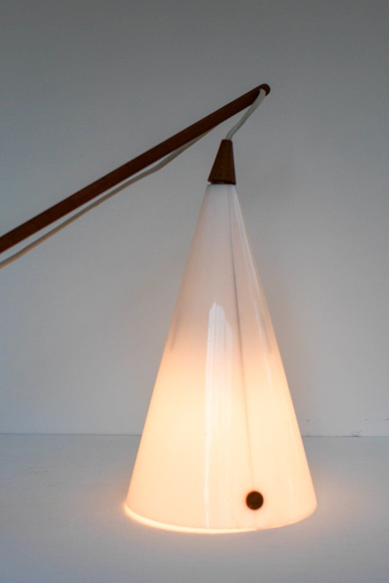 Mid-century Swedish wall lamp in teak by Uno and Östen Kristiansson for Luxus, 1960s