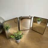 Vintage barber triptych mirror mercury-beveled ice cream (70×27)