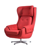 Brussel era swivel wing chair in red fabric, Czechoslovakia, circa 1960