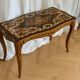 Antique coffee table with floral marquetry, Louis XV style.
