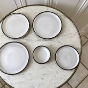 Set of trundle dishes in Niderviller sandstone model "Plum" 70s