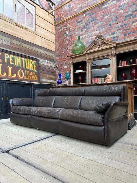 Ensemble de salon en cuir années 80