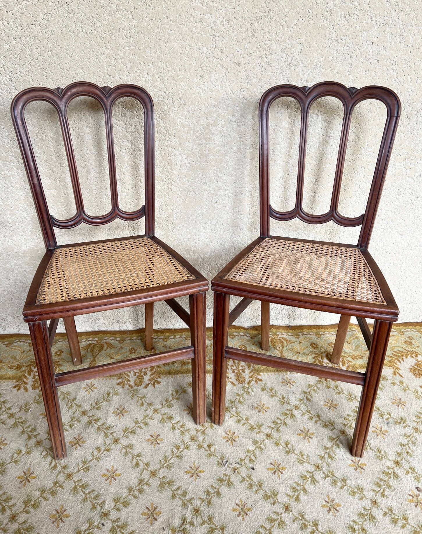 Pair of late 19th century mahogany bistro chairs