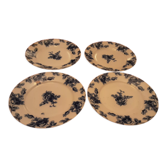 4 assiettes plates faience imperial psl empire