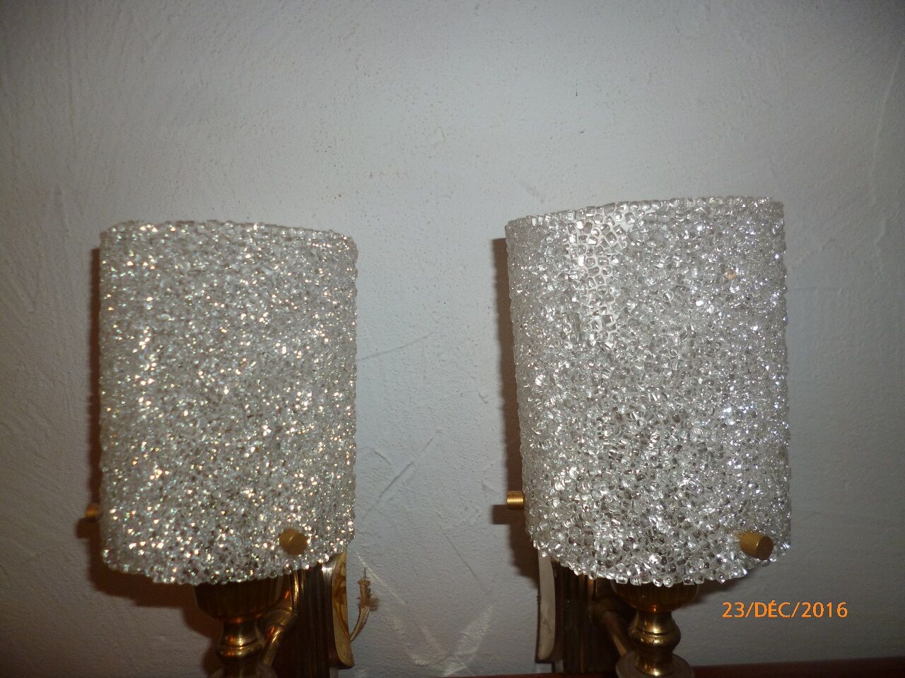 Lot of 2 sconces resin 1960 70 granitee