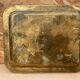 Antique Oriental Serving Tray Brass Chiseled Decor Vintage Kitchen