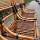 4 chaises en bambou et cannage