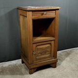Living Room or Nightstand Table in Oak and Marble, Art Deco – 1930