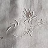 Antique hand embroidered linen 1 sheet 2 pillowcases 1 bolster cover