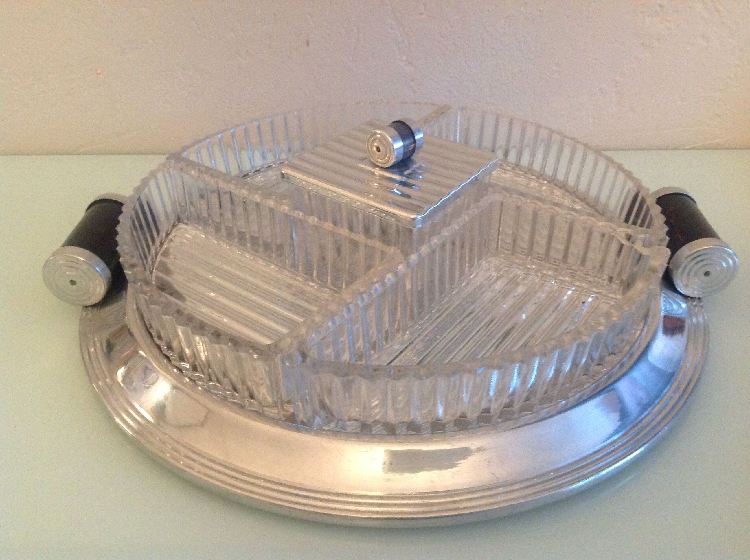 Servant mirror tray by Durinox Oxydor art deco style / 30s-40s