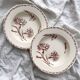 2 “Oeillet” ironstone earthenware soup plates KG Lunéville