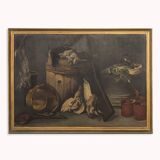 Mid Century Hunting Still Life Oil Painting