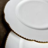 6 scalloped dinner plates in gilded and monogrammed Paris porcelain