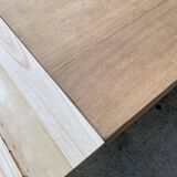 Extendable monastery table renovated in solid raw oak 180 260cm