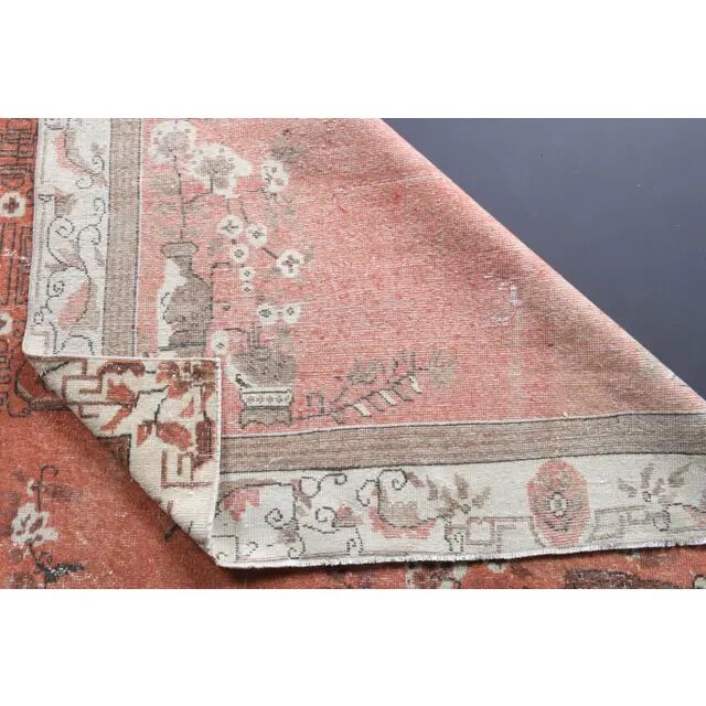 Vintage Turkish Oushak Handmade Wool Cotton Red Area Rug 191x311