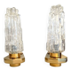 Pair of Art Deco wall sconces - moulded glass and brass