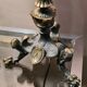 2 tripod lamps empire napoleon 1890 acid-etched tulips in unsigned bacara 46x15