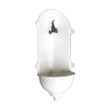 19th century enamelled cast iron corner fountain with brass faucet