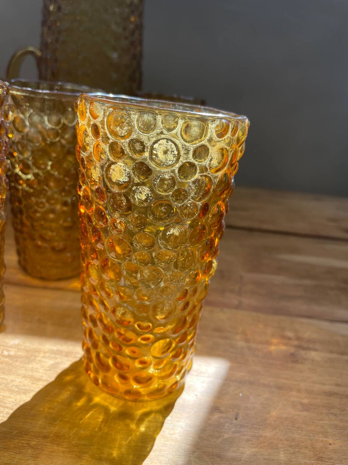 Orangeade service, carafe and seventies glasses