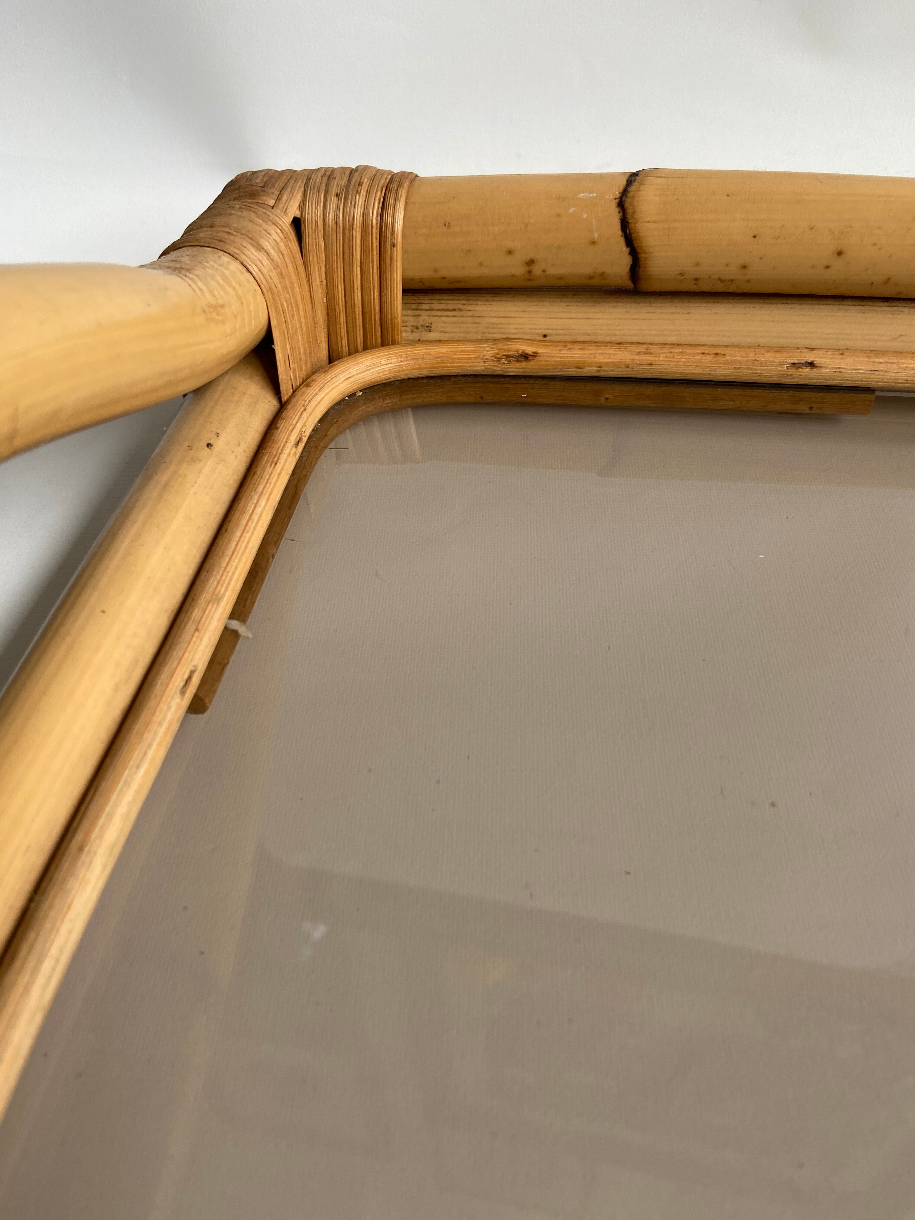 Rattan and glass tray