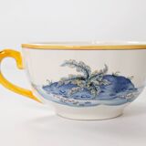 Set of 2 Gien Magellan "Caribbean" cups and saucers, vintage earthenware