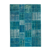 Handmade Oriental Contemporary 174 cm x 243 cm Turquoise Patchwork Carpet