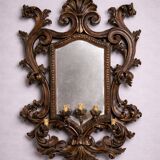 Large Venetian wall mirror in Louis XV style with 5 light arms.