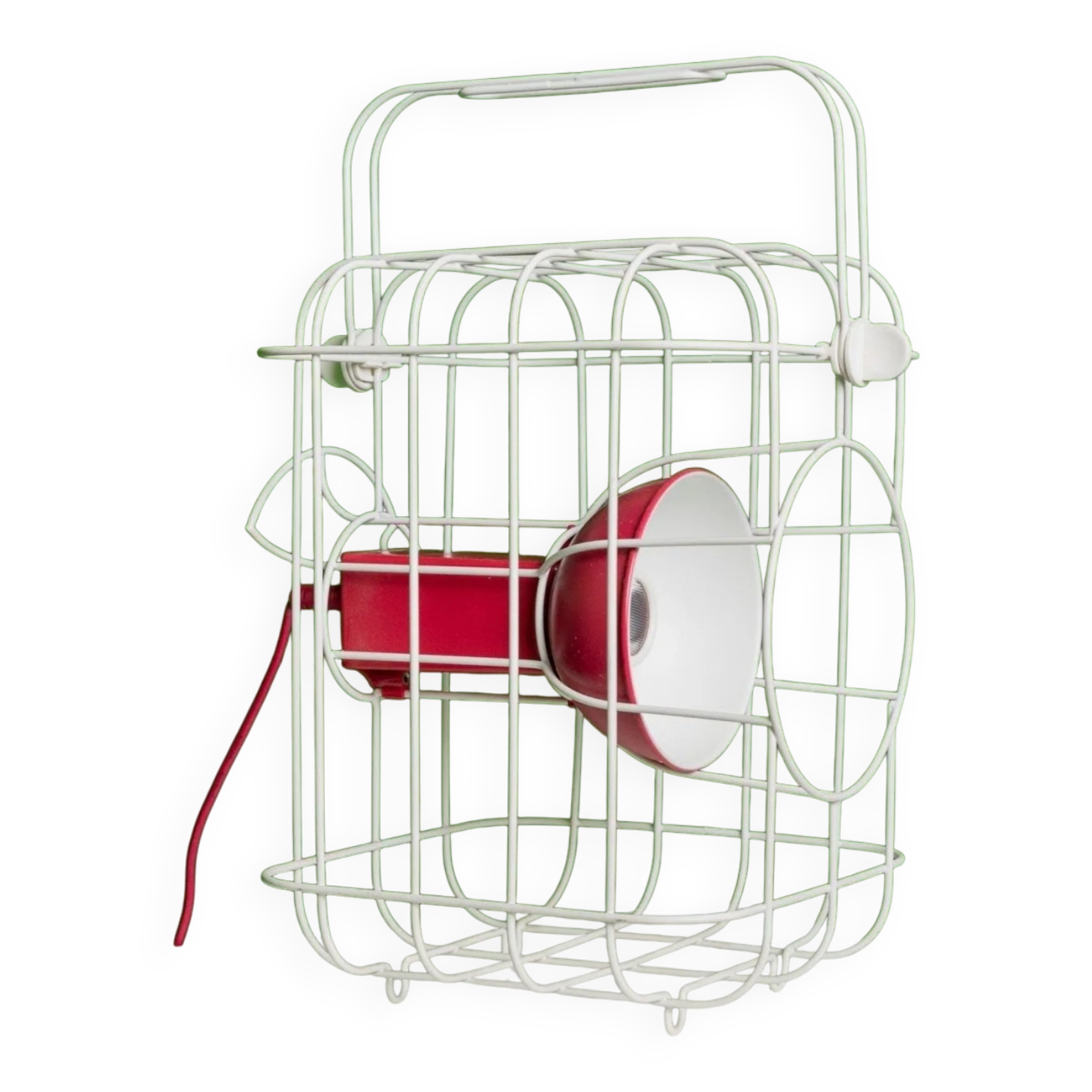 Two-tone White and Red Lamp in Powder-Coated Metal, Ikea PS2017 by Metali Crasset, Cordless for Indoor/Outdoor