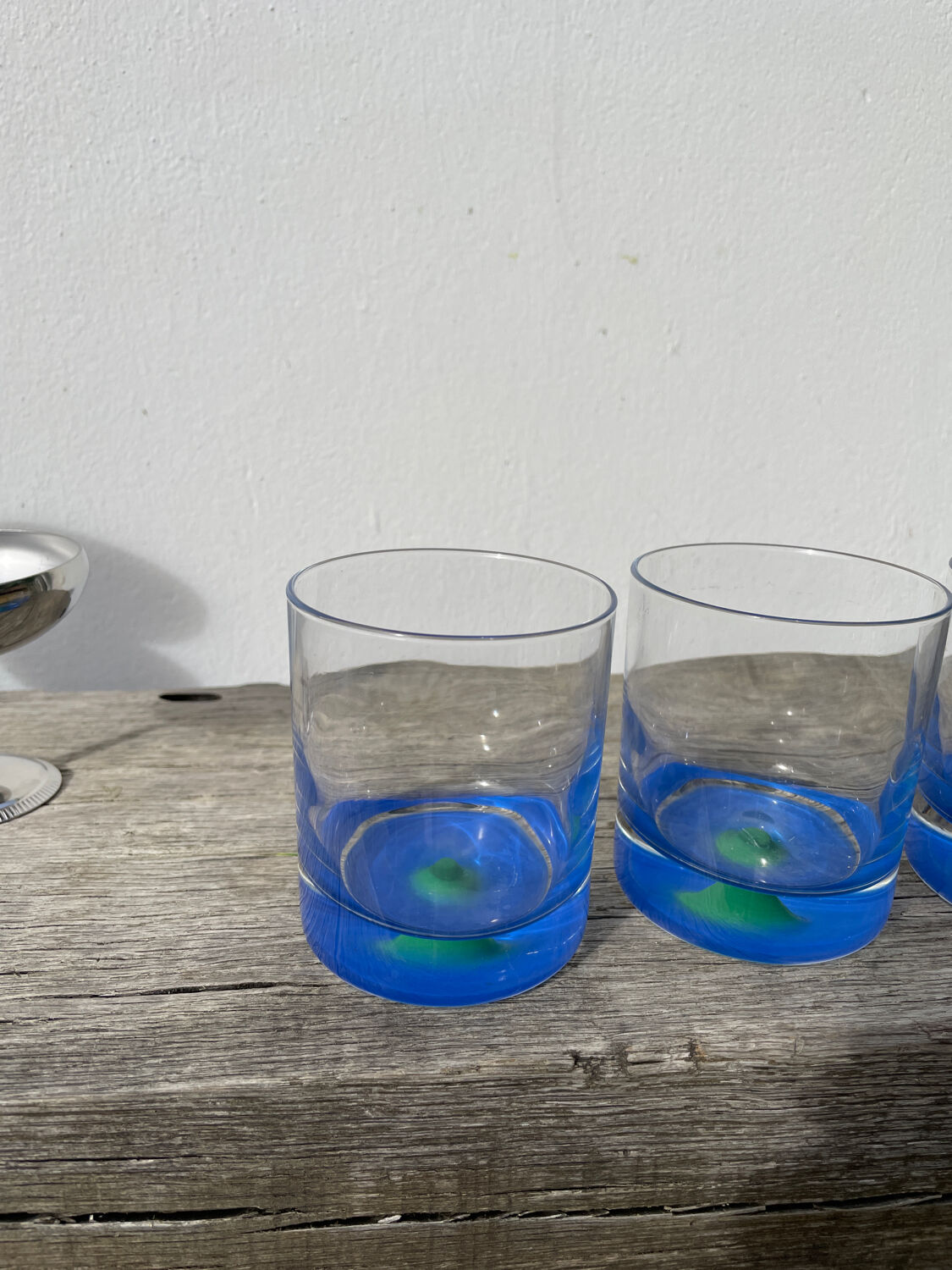4 Verres à eau ou whisky Luminarc vert et bleu