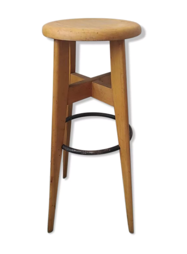 Tabouret de bar vintage en bois stella