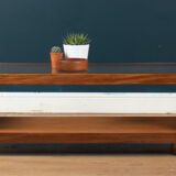 G plan tulip sleigh teak & glass coffee table 1960