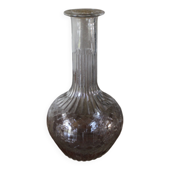 Carafe ronde verre long col motifs