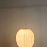 White opaline ball pendant light from the 50s
