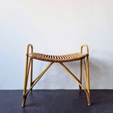 Rattan footstool for Rohé Noordwolde, The Netherlands 1960's
