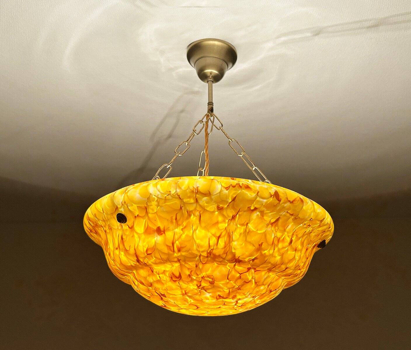 Art Deco amber glass pendant light, 1930s