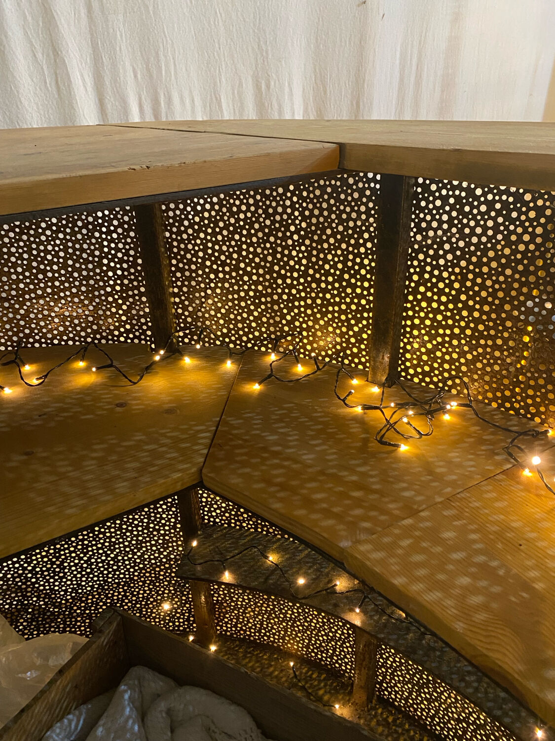 Iron and wood bar counter