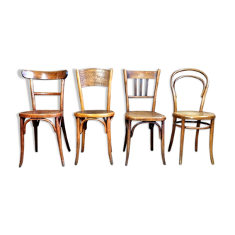 Set 4 chairs Baumann, Fischel and n°14 in curved wood