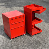 Prisunic 1970 metal trolley and box